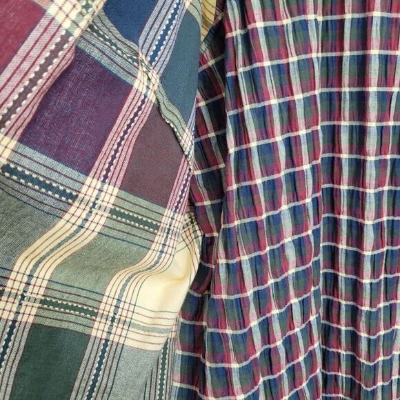 80's Blouse Country Plaid Layered Smocked Sleeveless Short Sleeve Button 22W 24W - Picture 5 of 13